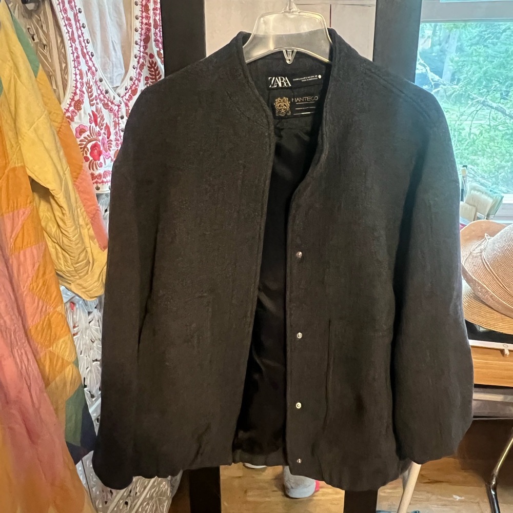 Zara women’s wool Charcoal Bomber Jacket